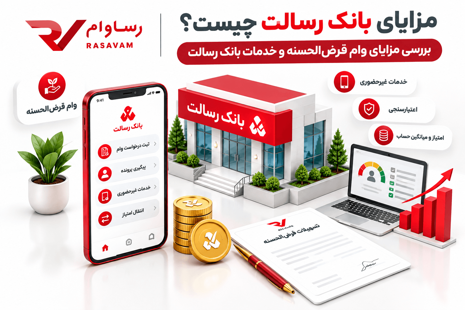 مزایای بانک رسالت چیست؟ بررسی مزایای وام قرض‌الحسنه و خدمات بانک رسالت